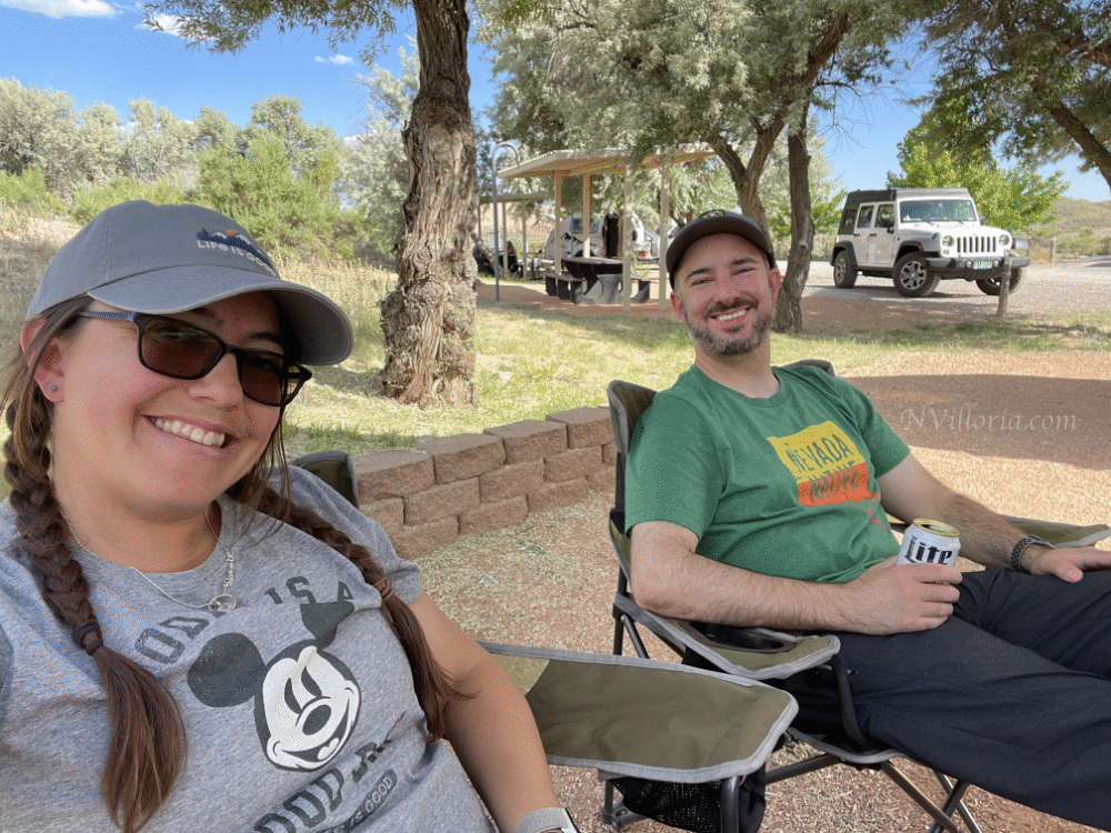 Two people at a campground at Cathedral Gorge State Park - via NVilloria.com