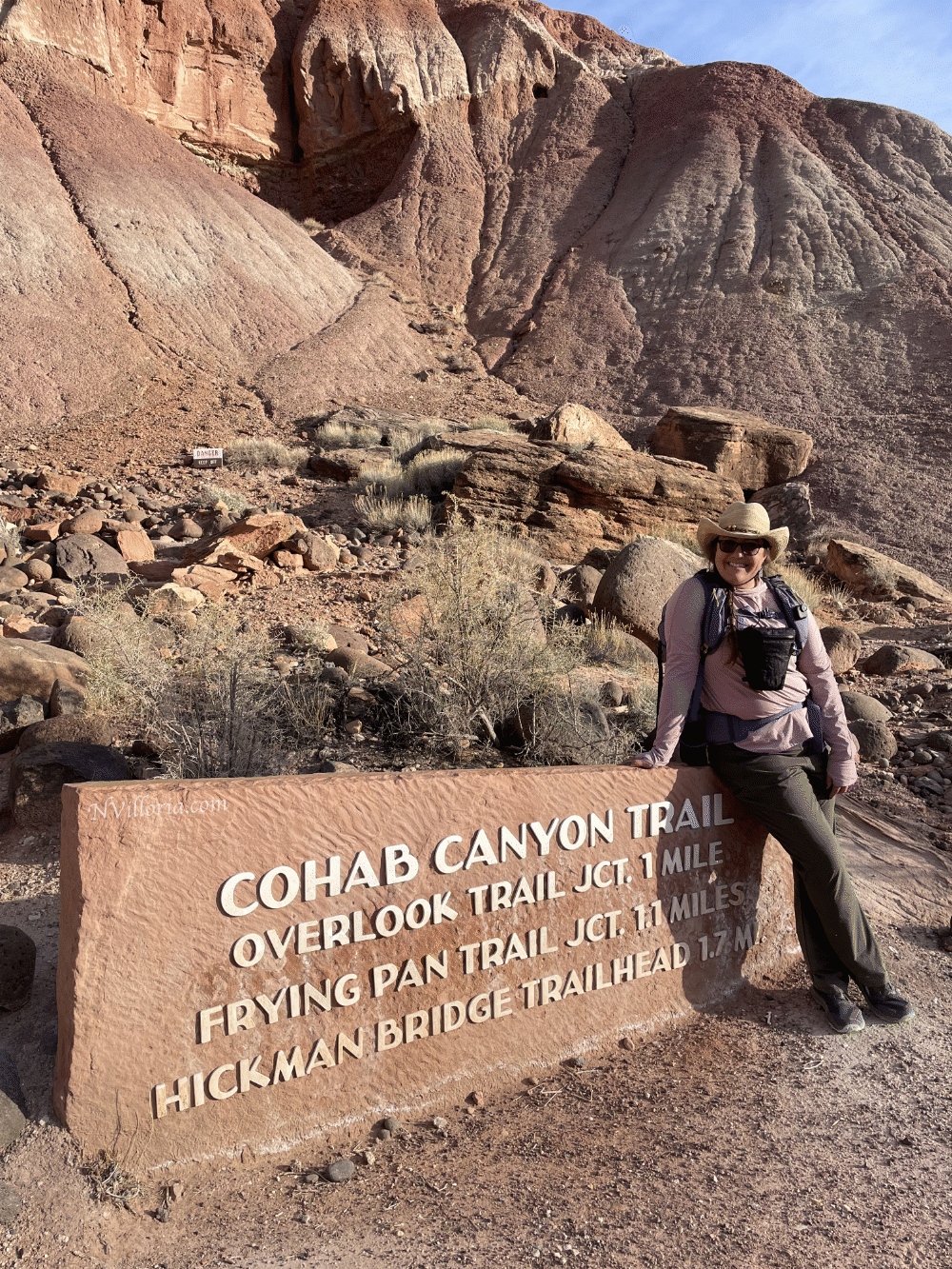 Nikki at a trailhead at Capitol Reef National Park via NVilloria.com