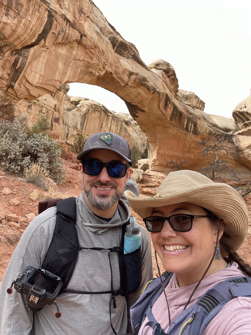 Nikki and Jason under Hickman Bridge at Capitol Reef National Park via NVilloria.com