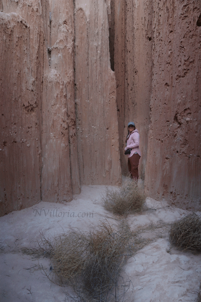 Someone inside a cave at Cathedral Gorge State Park - via NVilloria.com