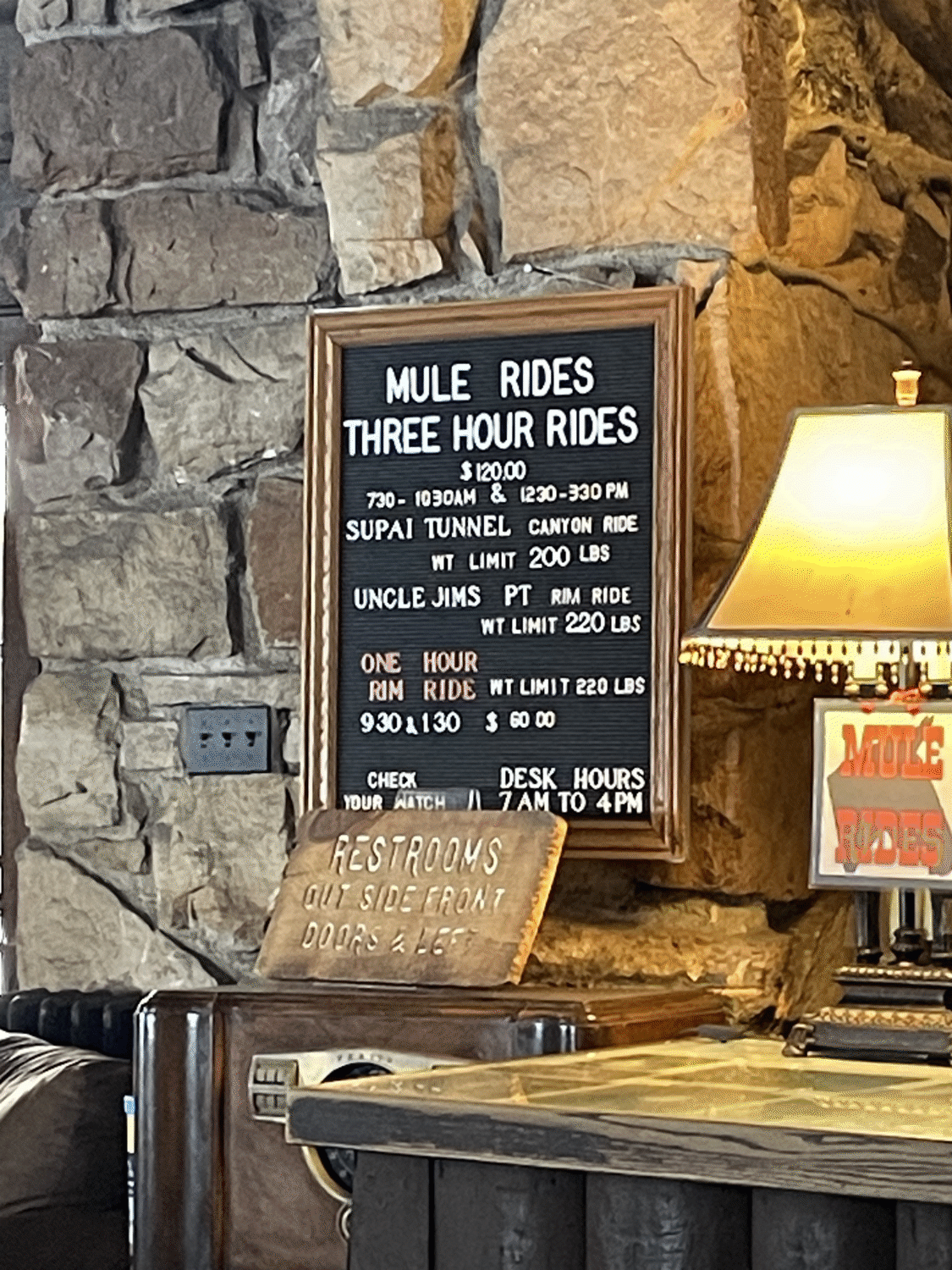 Signage inside the lodge of the Grand Canyon North Rim - via NVilloria.com