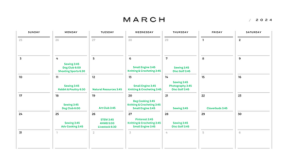 Calendar of Events | Henry County 4H