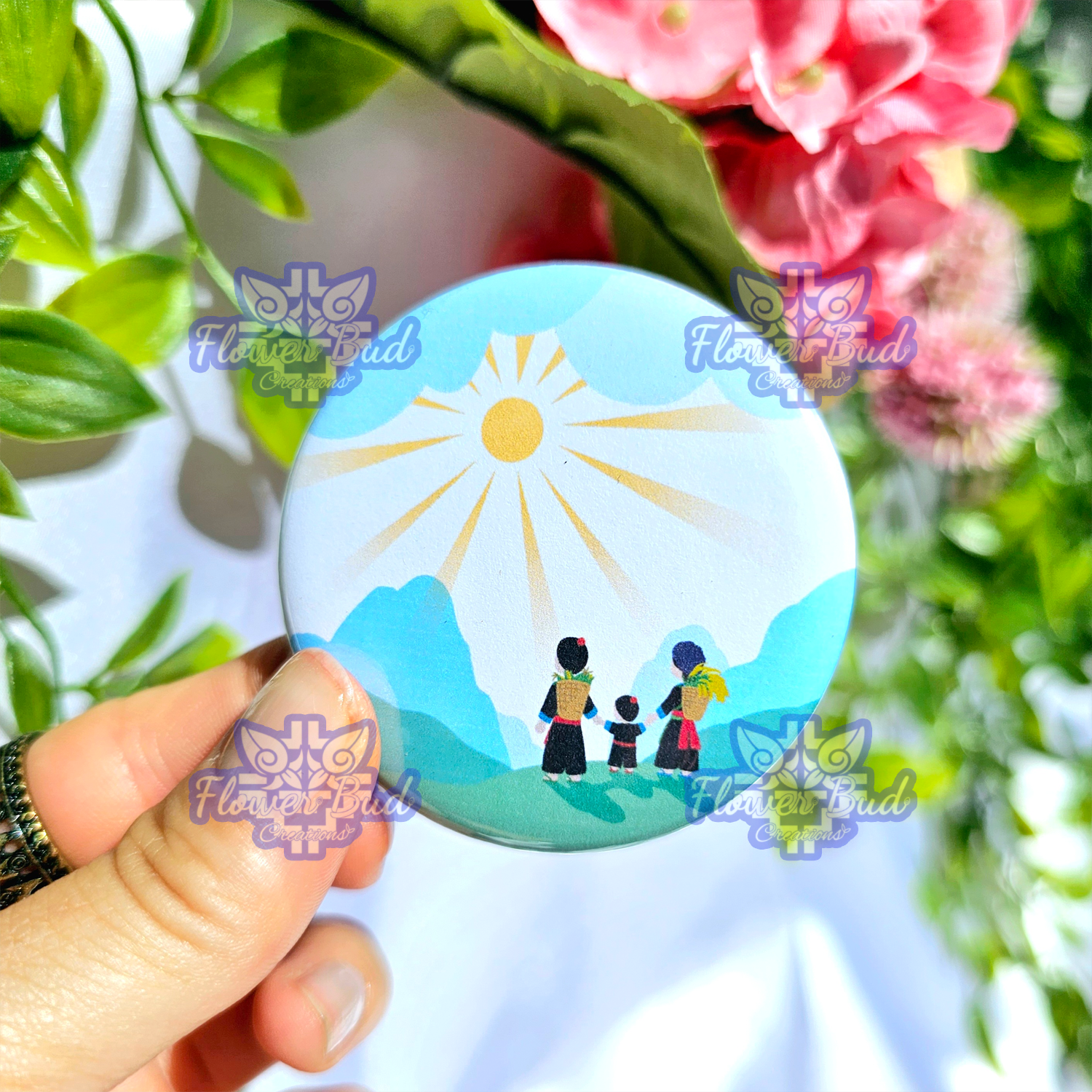 Hilltop View Pinback or Magnet Button | 2.25 Inches OR 3 Inches