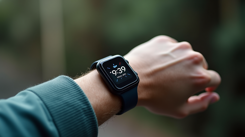 Close-up view of a wearable health monitor on a wrist