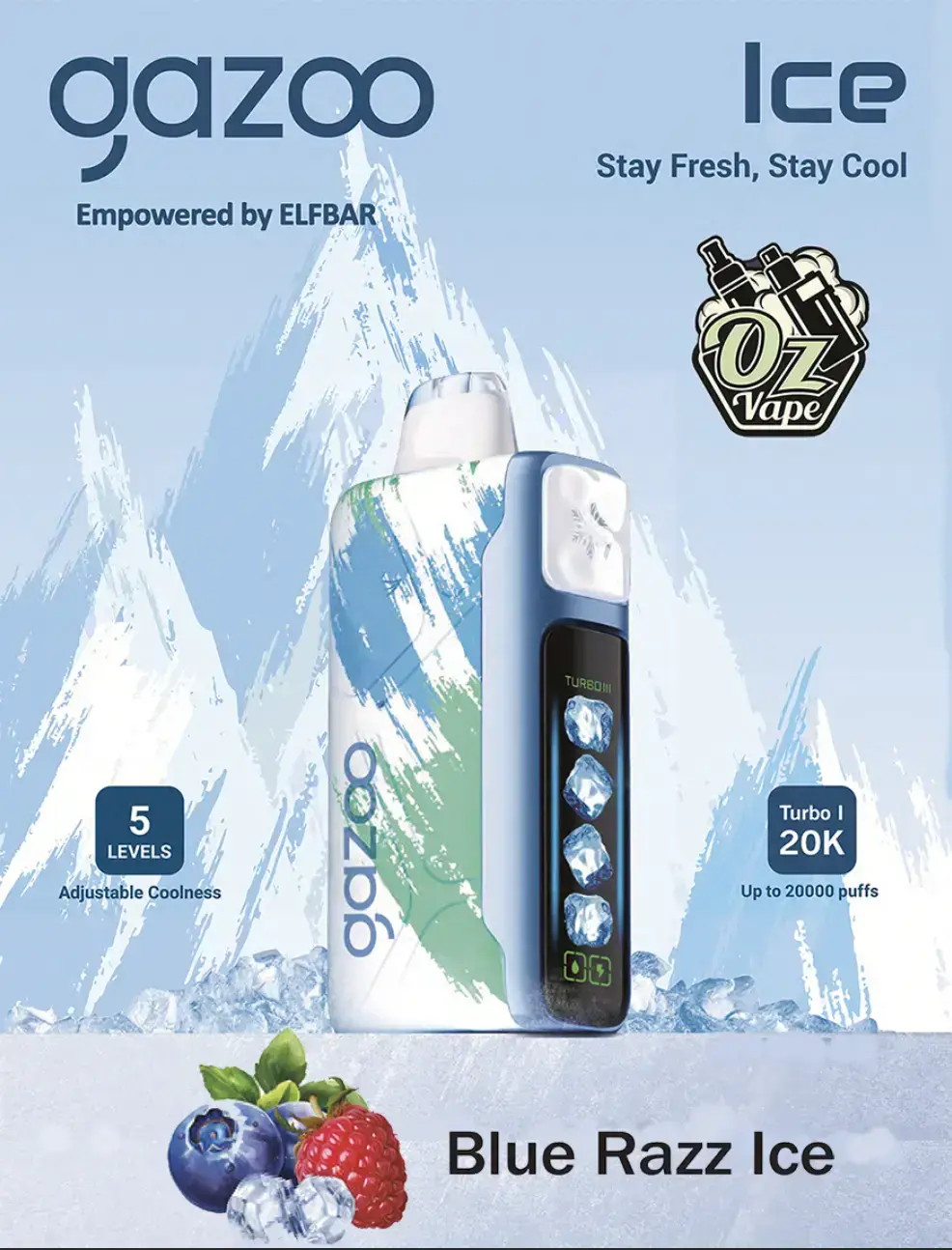 Gazoo - Blue Razz Ice - 20,000