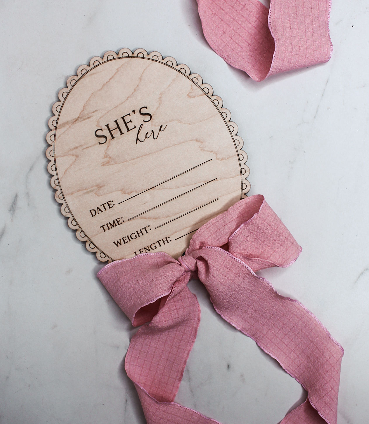 Pink Bow Baby Stat Plaque