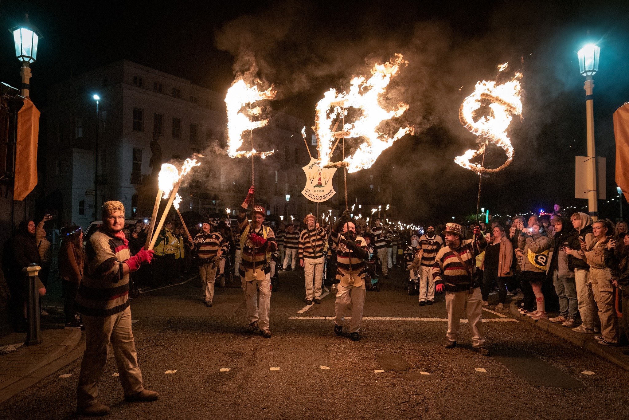 East Grinstead Community Bonfire torchlit procession and fireworks, from East Grinstead Community Bonfire
