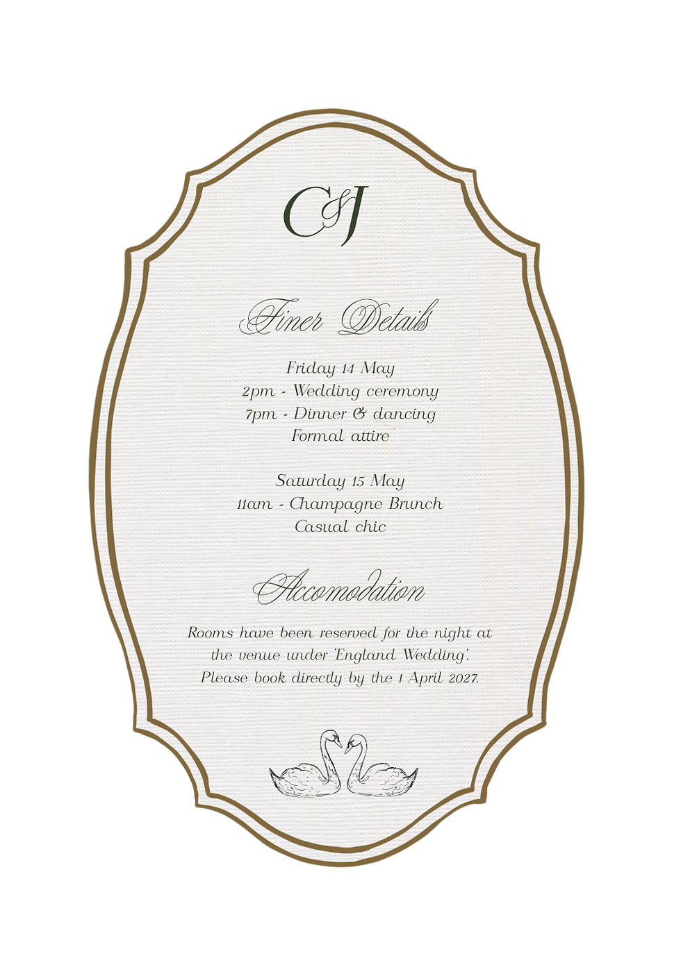 wedding invitation details card