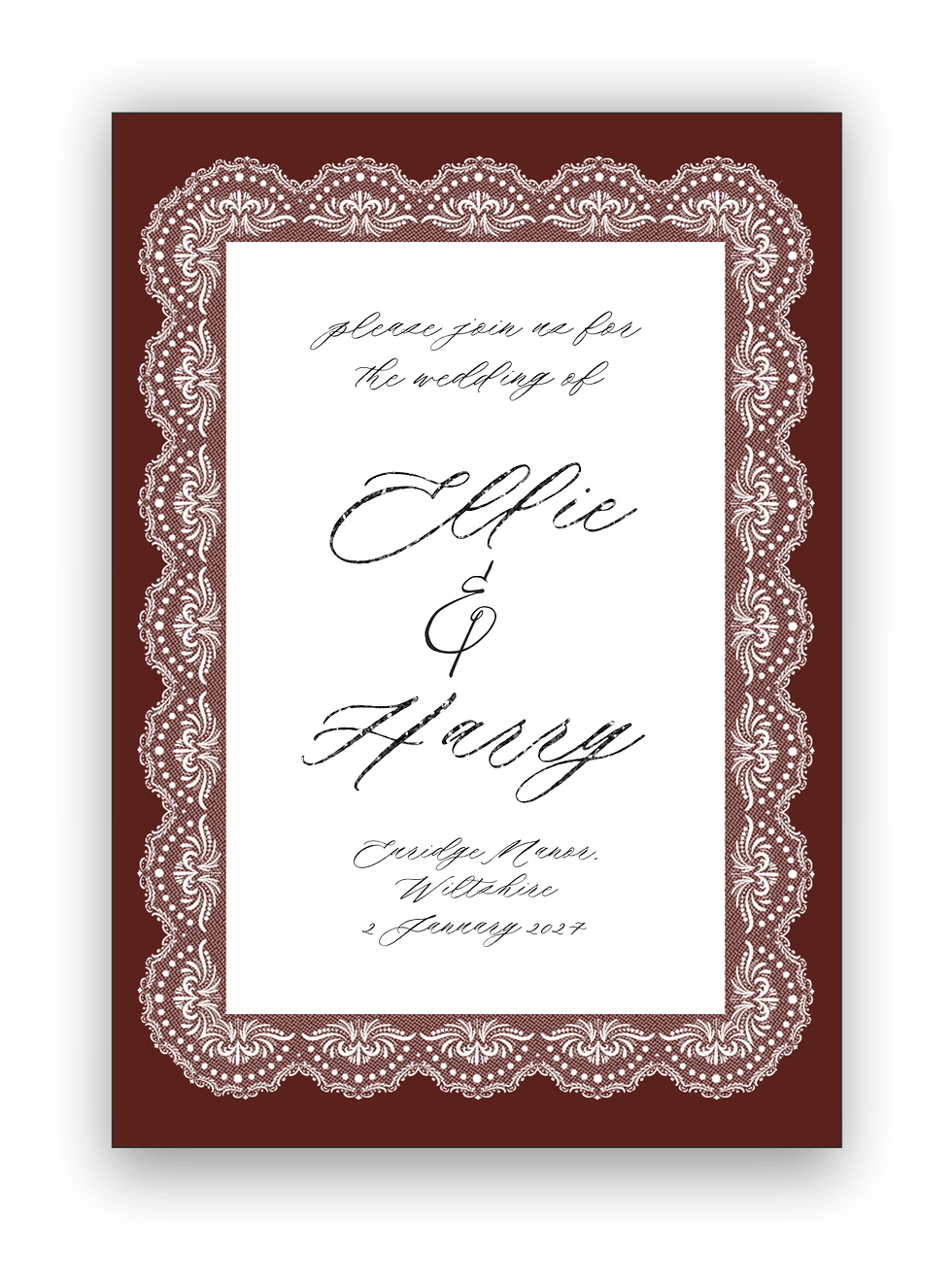 Dark romance The Grange wedding invitations