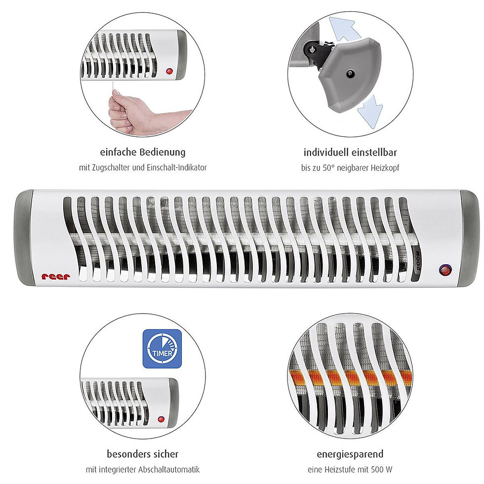 Miniaturbild: Wickeltisch-WÃ¤rmestrahler "EasyHeat" Metall / Kunststoff weiÃŸ / grau