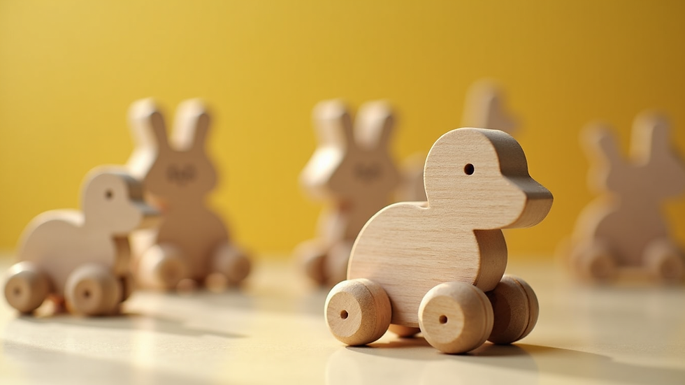 Nahaufnahme von buntem Holzspielzeug für Babys