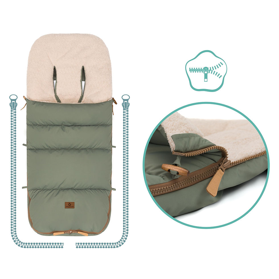 Miniaturbild: Winterfusssack "Kinley" Polyester / Teddy PlÃ¼sch 100x50 cm salbei / natur