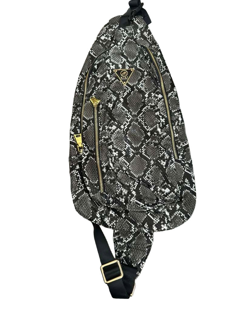 Mint Brand Cobra leather sling Bag - gray