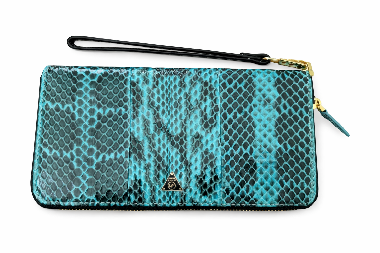 Mint Brand Cobra leather long zip Wallet with wrist strap - Teal
