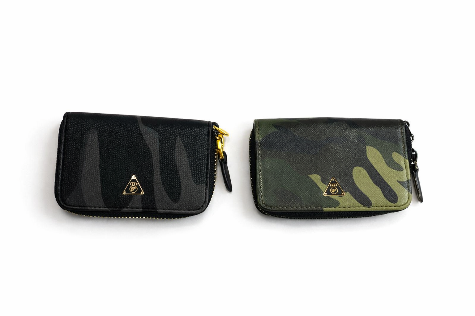 Mint Brand Camo Leather Coin Pouch – Black & Green Camouflage