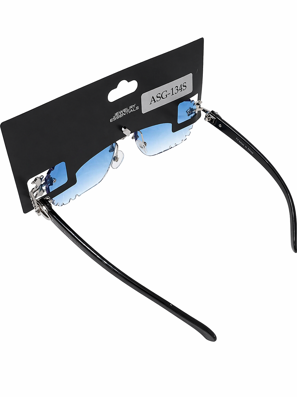 Thumbnail: Ice Lab Blue Rimless Cross Rhinestone Sunglasses – Gradient Lens