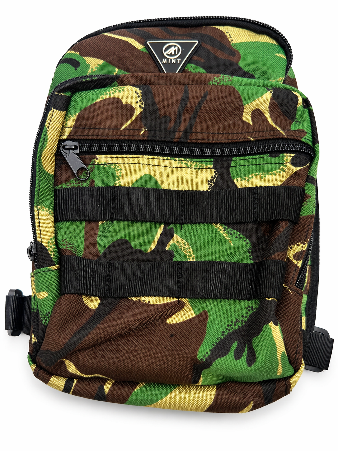 Mint Brand Woodland Camo Leather Crossbody sling bag - Green & Brown Camouflage