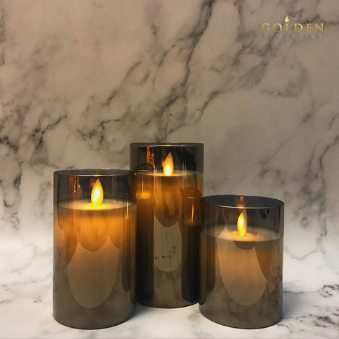 Glass LED Candle - Grey