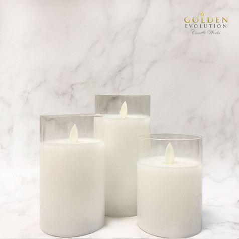 Glass LED Candle - White