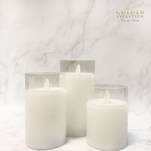 Glass LED Candle - White