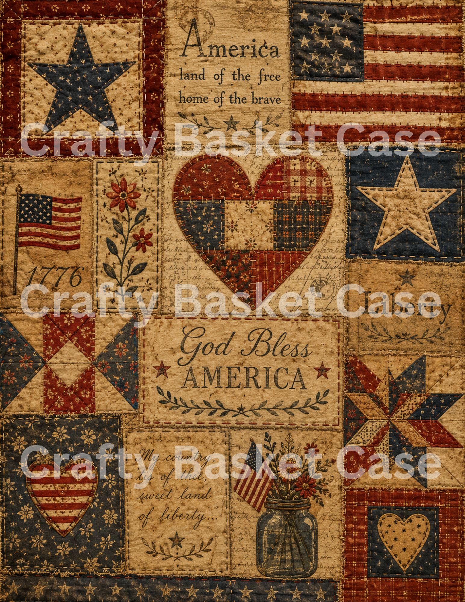 Americana Fabric Printables   DIGITAL  DOWNLOAD  ONLY