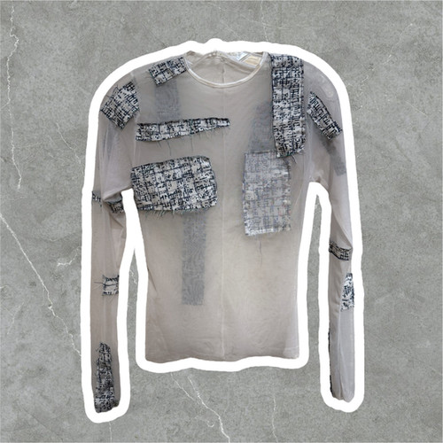 ♥MARITHE♥MESH LONG SLEEVE Mesh Long Sleeve with Frayed Accents | Alantude