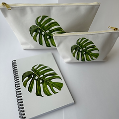 Monstera set beauty case and notebook