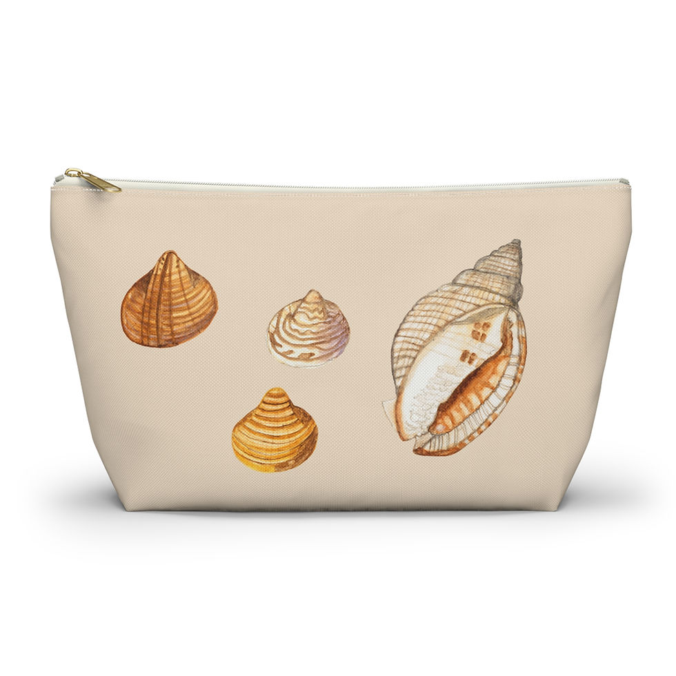 Thumbnail: Seashell Beauty Accessory Pouch — Watercolor Hand-Painted Shells