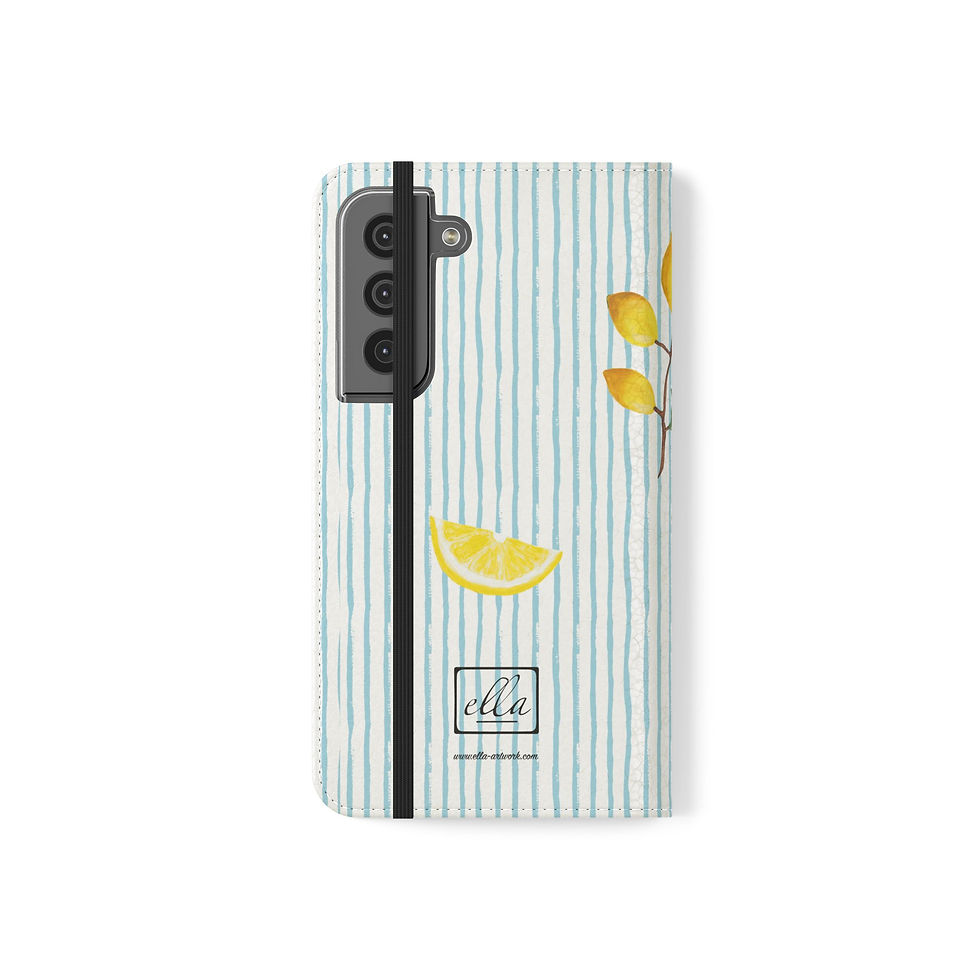 Thumbnail: Watercolor Lemon Stripes Samsung Flip Phone Case "Italian Summer"