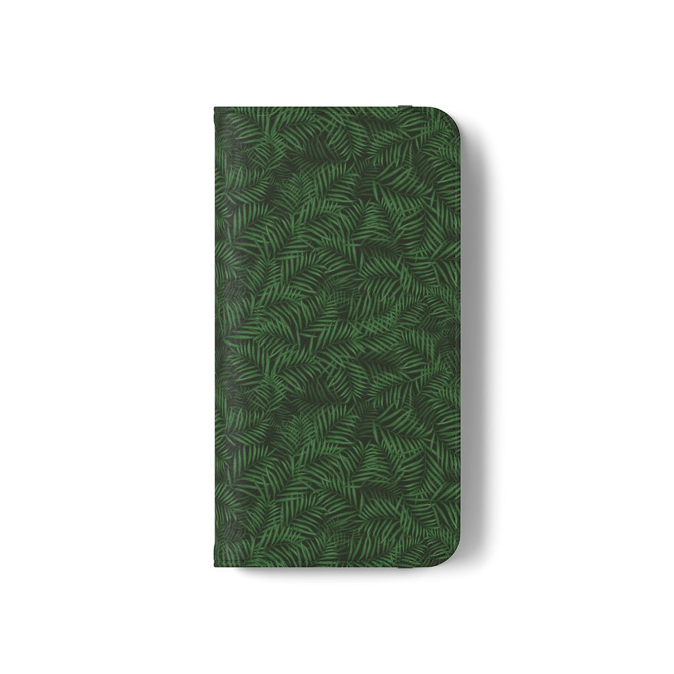 Thumbnail: iPhone Flip Phone Case — Watercolor Tropical Leaf Pattern "Tropical Garden"