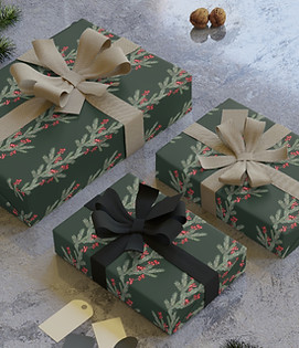 Wrapping Paper Christmas wreath green