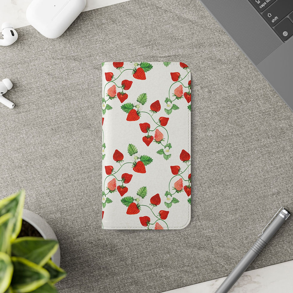 Thumbnail: Strawberry Watercolor I Phone Flip Case "get the jucy spark on your phone"