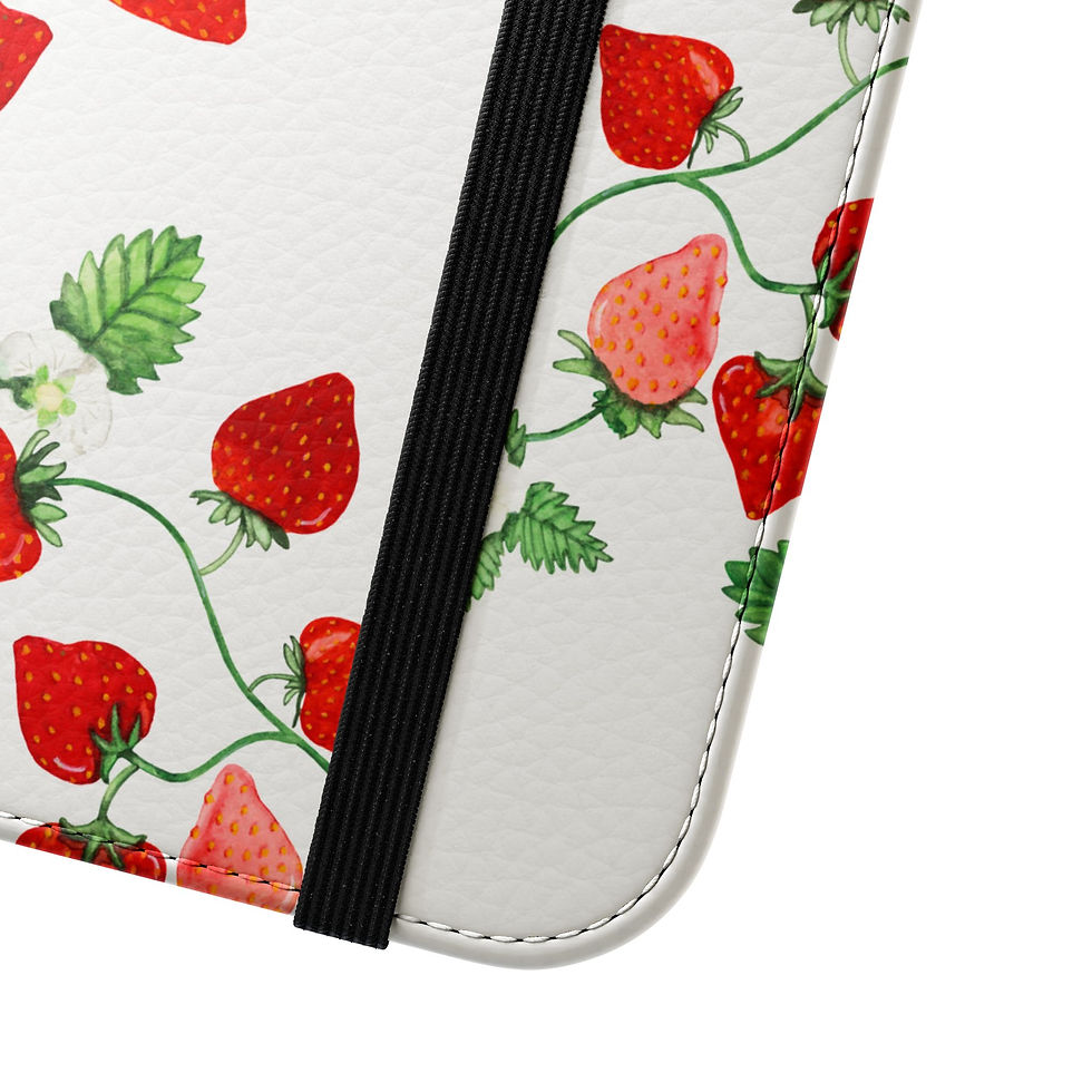 Thumbnail: Strawberry Watercolor I Phone Flip Case "get the jucy spark on your phone"