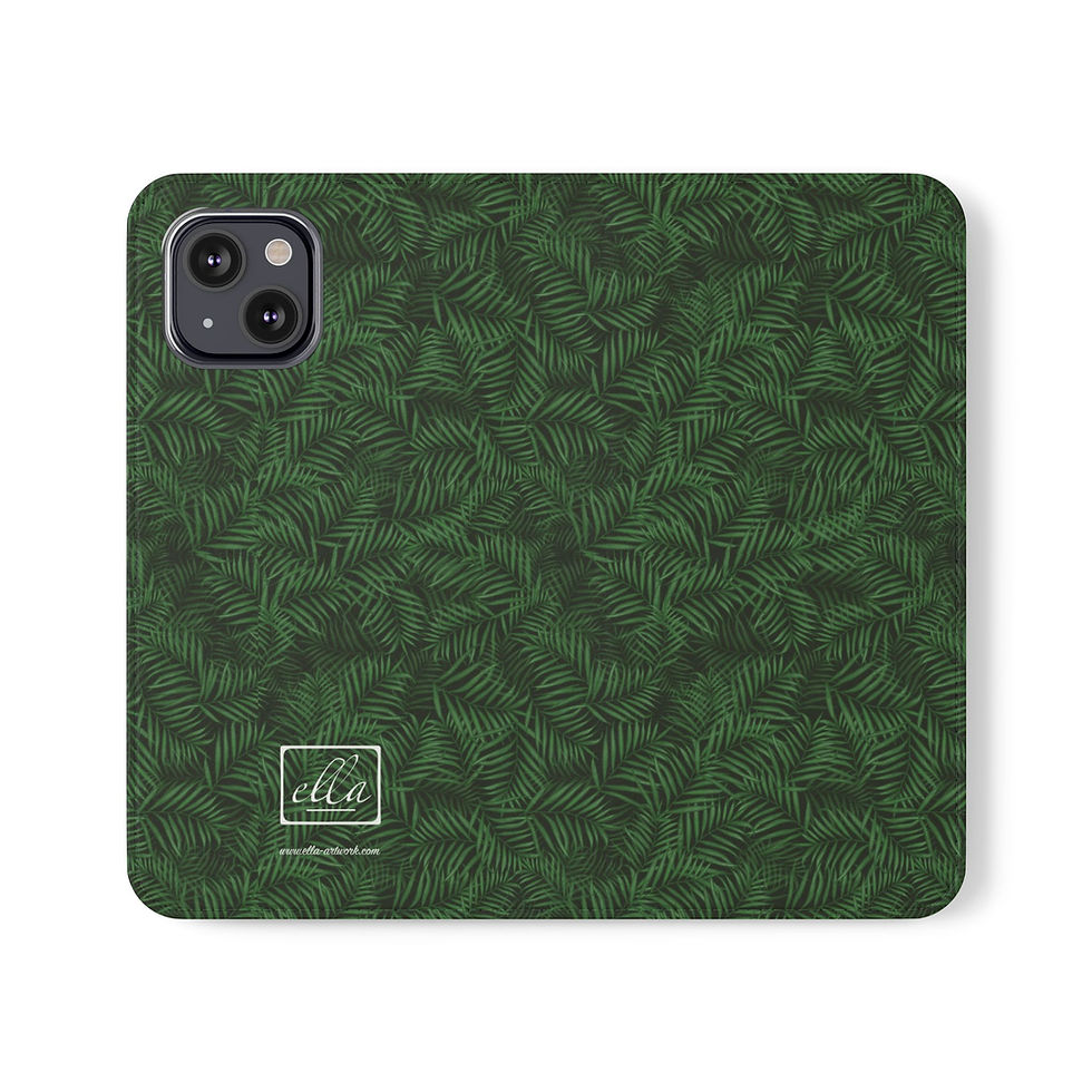 Thumbnail: iPhone Flip Phone Case — Watercolor Tropical Leaf Pattern "Tropical Garden"
