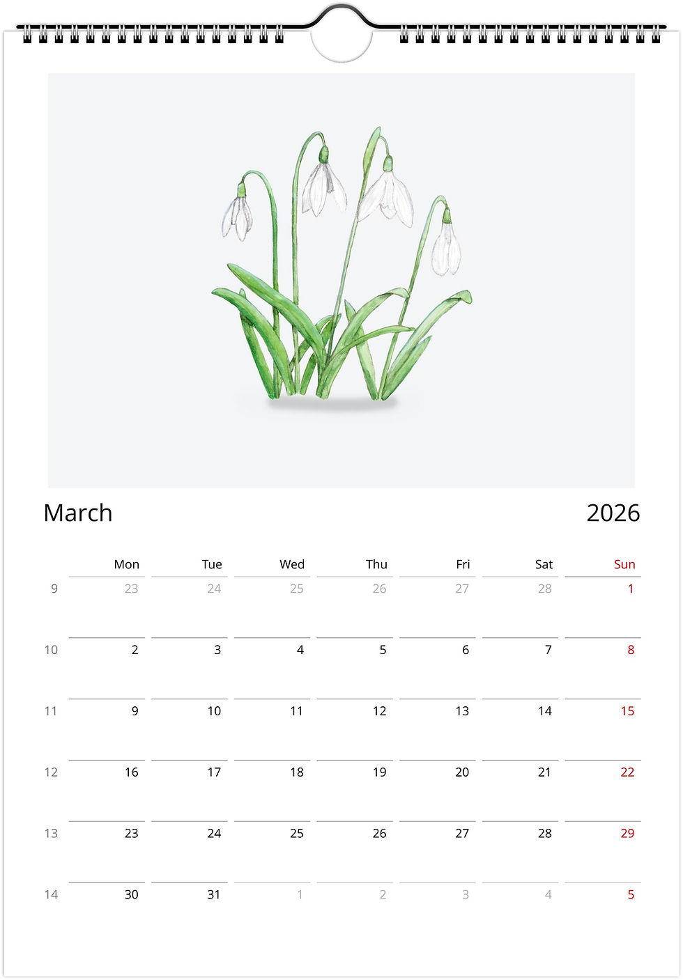 Thumbnail: Wall Calendar - A Year filled with love A3