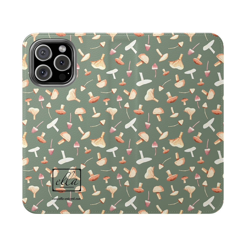 Thumbnail: Phone Flip Case Mushrooms Watercolor Pattern