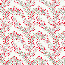 Hand-painted watercolor winter berry Christmas pattern by ella-artwork