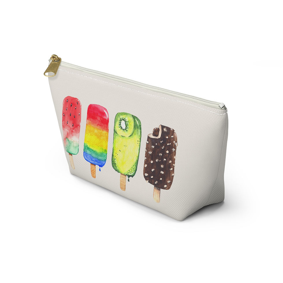 Thumbnail: Watercolor Popsicle Accessory Pouch — Hand-Painted Colorful T‑Bottom Beauty Case