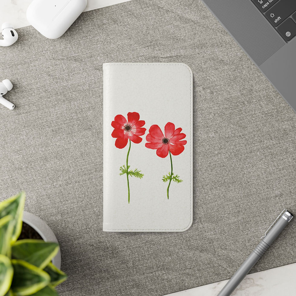 Thumbnail: iPhone Flip Phone Case — Watercolor Poppy Design