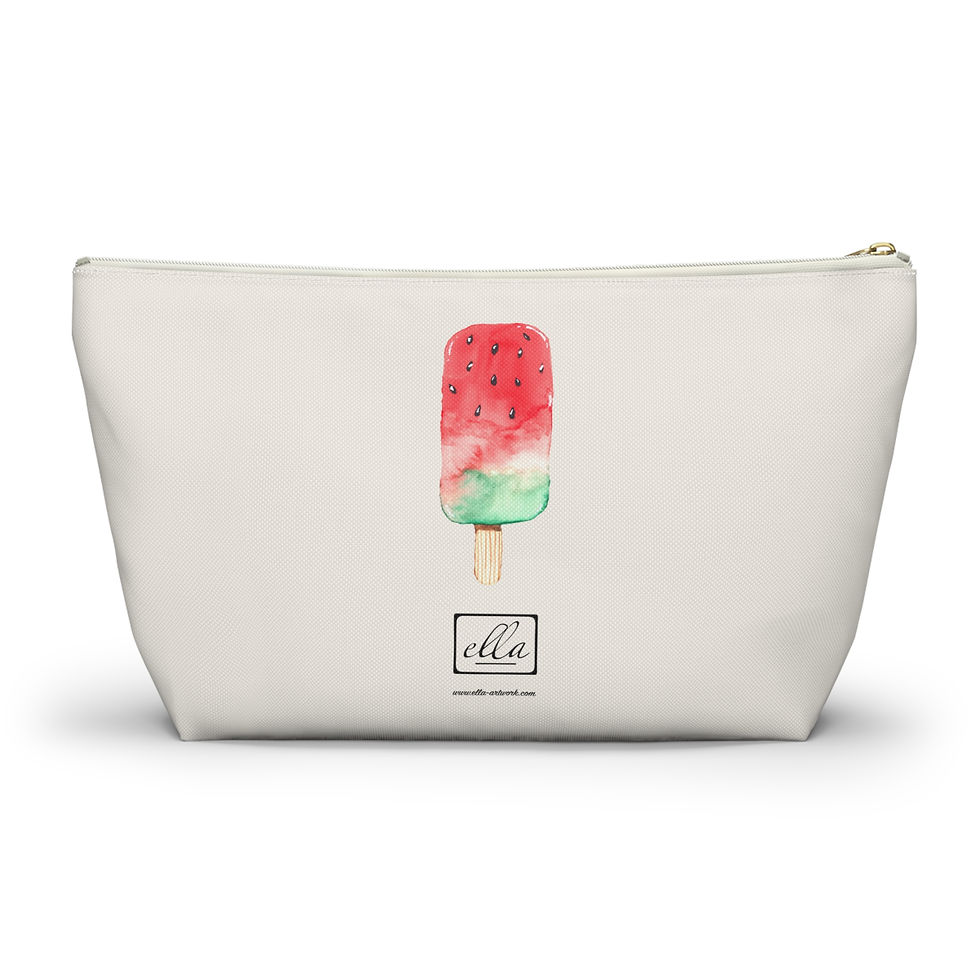 Thumbnail: Watercolor Popsicle Accessory Pouch — Hand-Painted Colorful T‑Bottom Beauty Case
