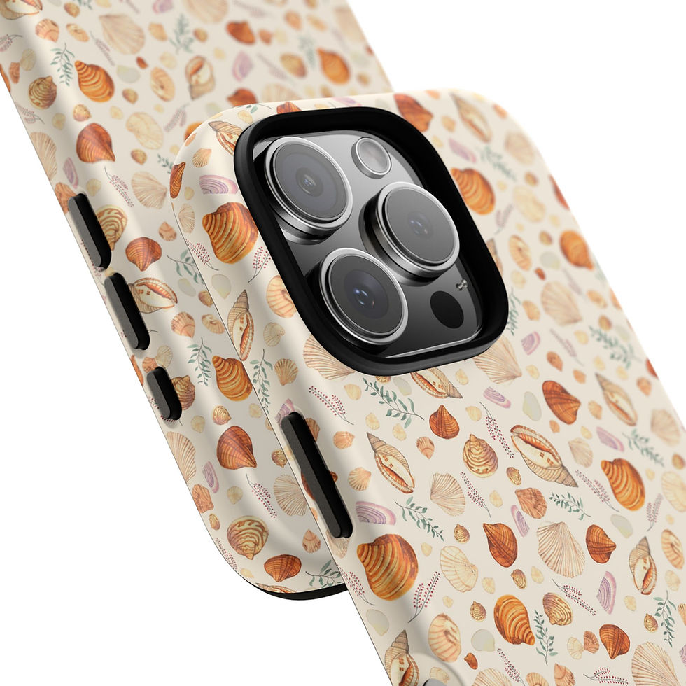 Thumbnail: Seashell Watercolor Phone Case — Marine Shells & Seaweed Design
