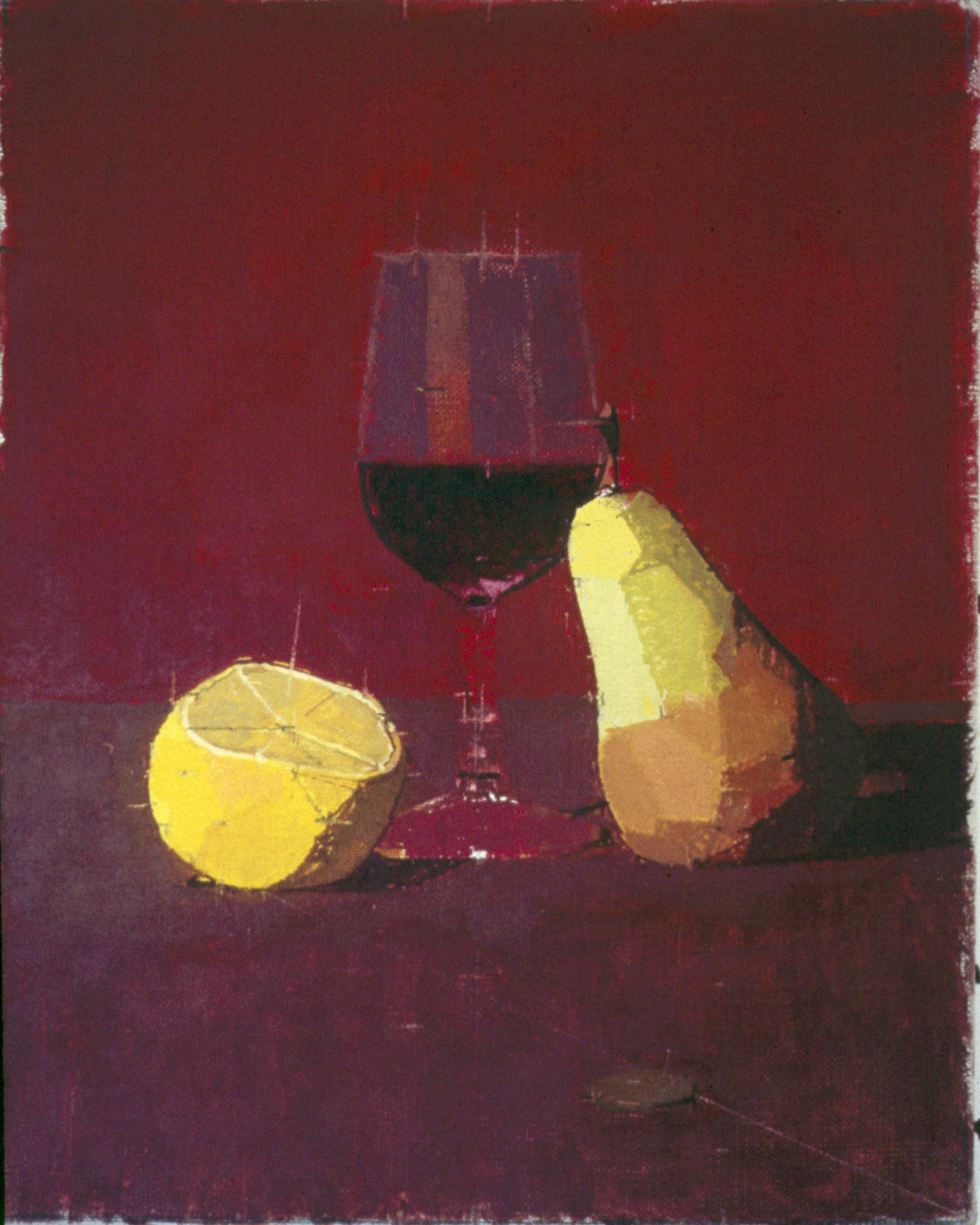 Wine Glass with Lemon and Pear
