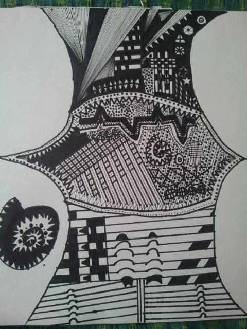 Abstract black and white pen art with geometric patterns and designs Ansh Trivedi Design