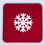 Thumbnail: Closeup product image of red wool square drink coaster with rounded corners and white snowflake design