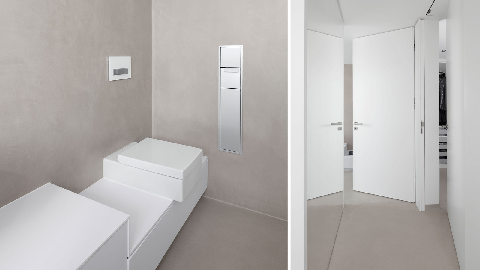 Integrierete Toilette und raumhohe Türen