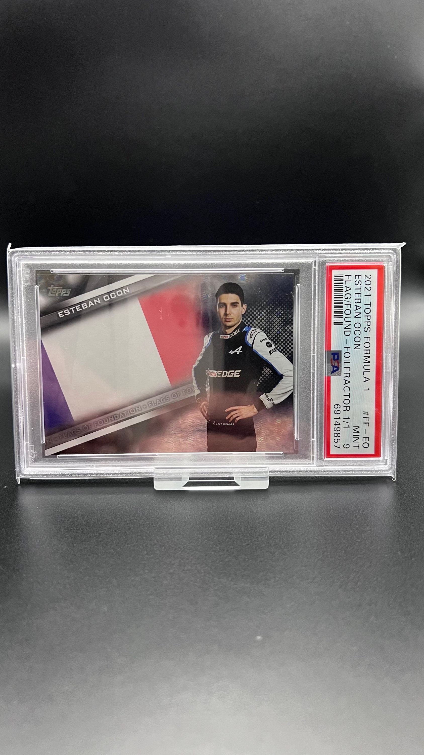 Topps F1 Flagship 2021  Esteban Ocon Flags Of Foundation 1/1 FOILFRACTOR PSA 9
