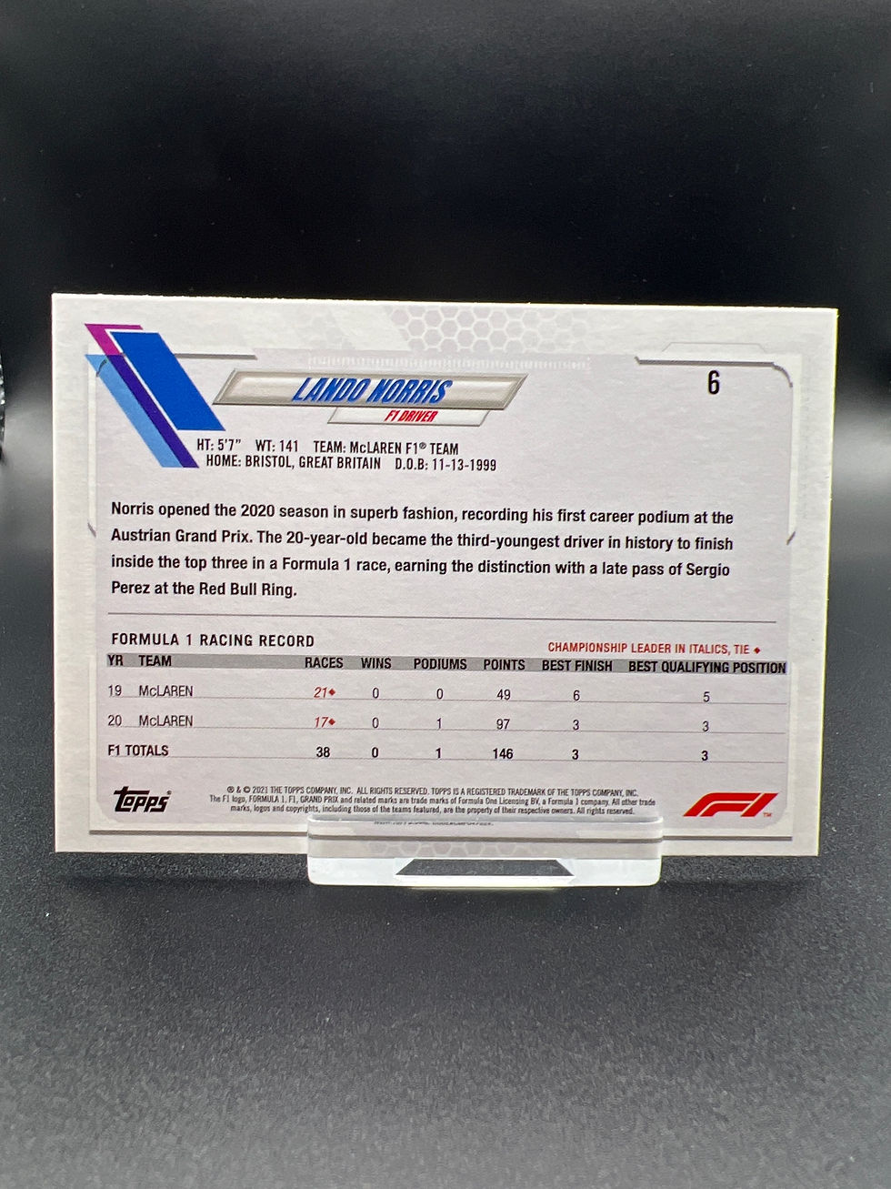 Thumbnail: F1 Flagship 2021 No.6 Lando Norris, Portrait Card