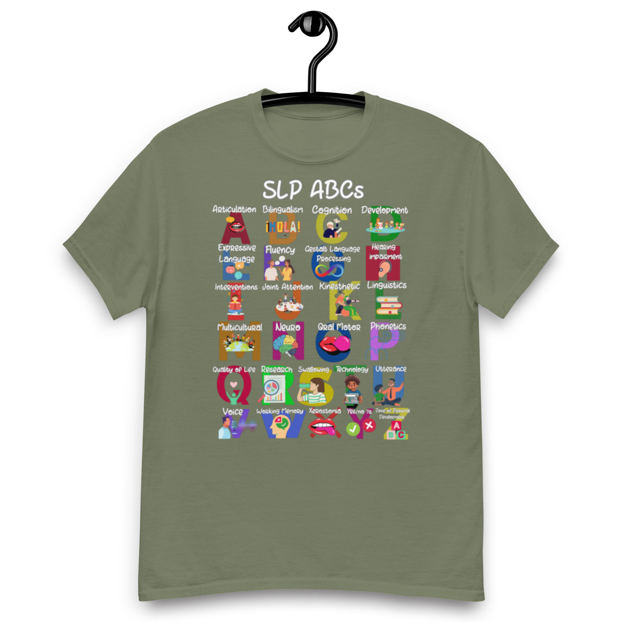 SLP ABCs - Speech Therapy shirt (dark color shirts) - unisex tshirt