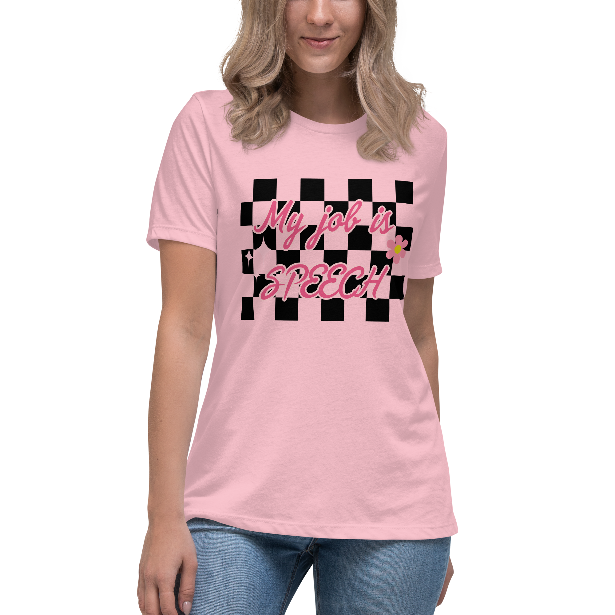 Barbie theme "My Job is Speech" | Speech Therapist Women's Relaxed T-Shirt
