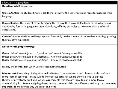 Screenshot of a part of a storyboard.